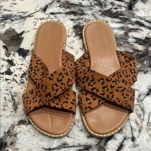 Leopard Print Slide Sandals